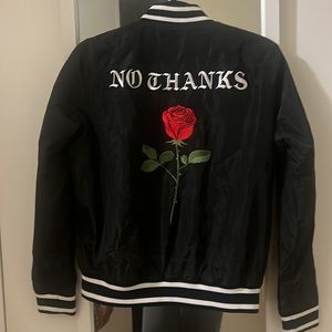 F21 brand new bomber jacket with embroidered back size S